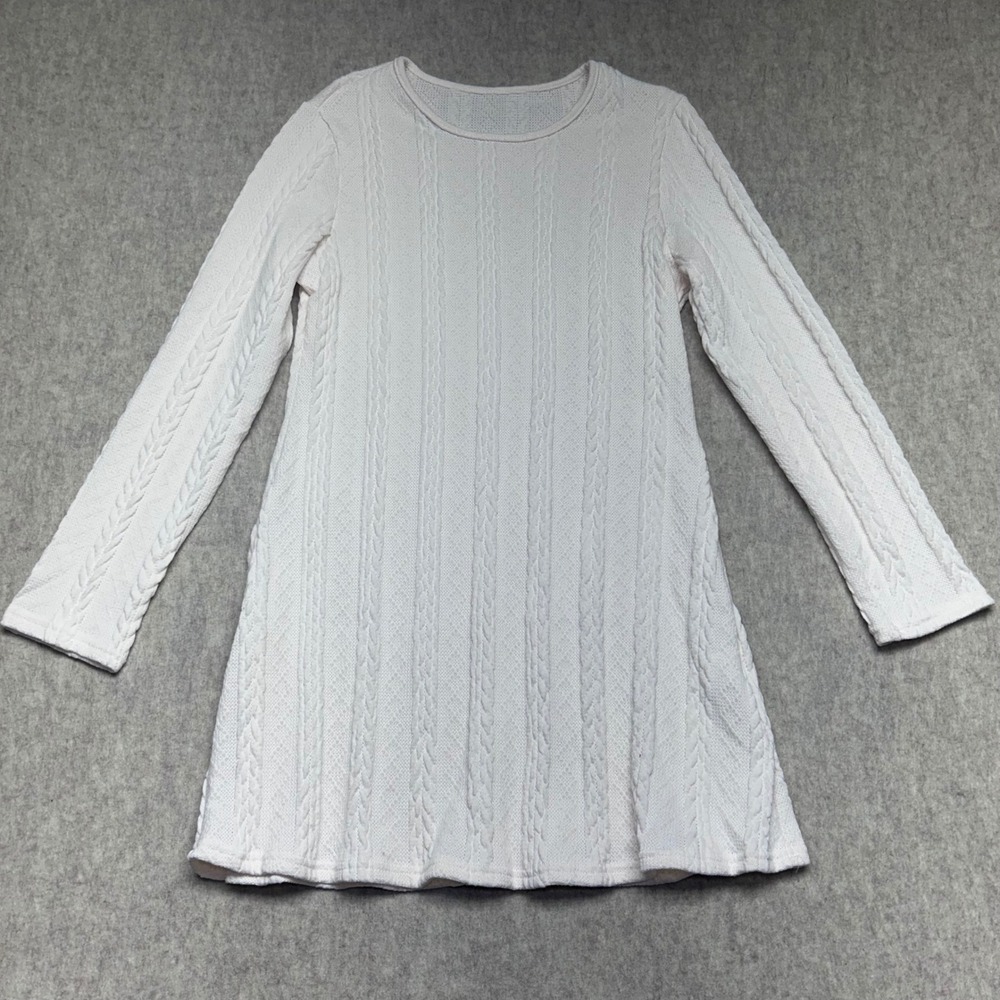 Cream Cable Knit Crew Neck Long Sleeve Tunic Dress Women's‎ XL NWOT